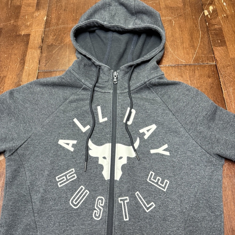 Under Armour Hoodie Mens Small Gray Project Rock Full Zip All‎ Day Hustle Jacket